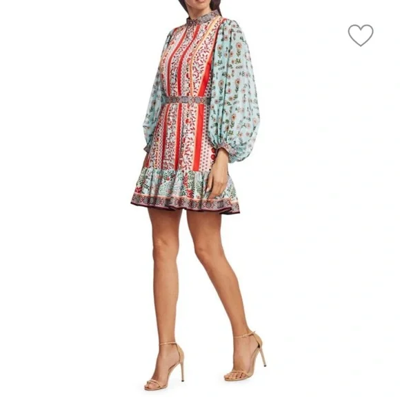 Alice + Olivia Raya Paloma Floral Puff Sleeve Dress - Picture 9 of 14